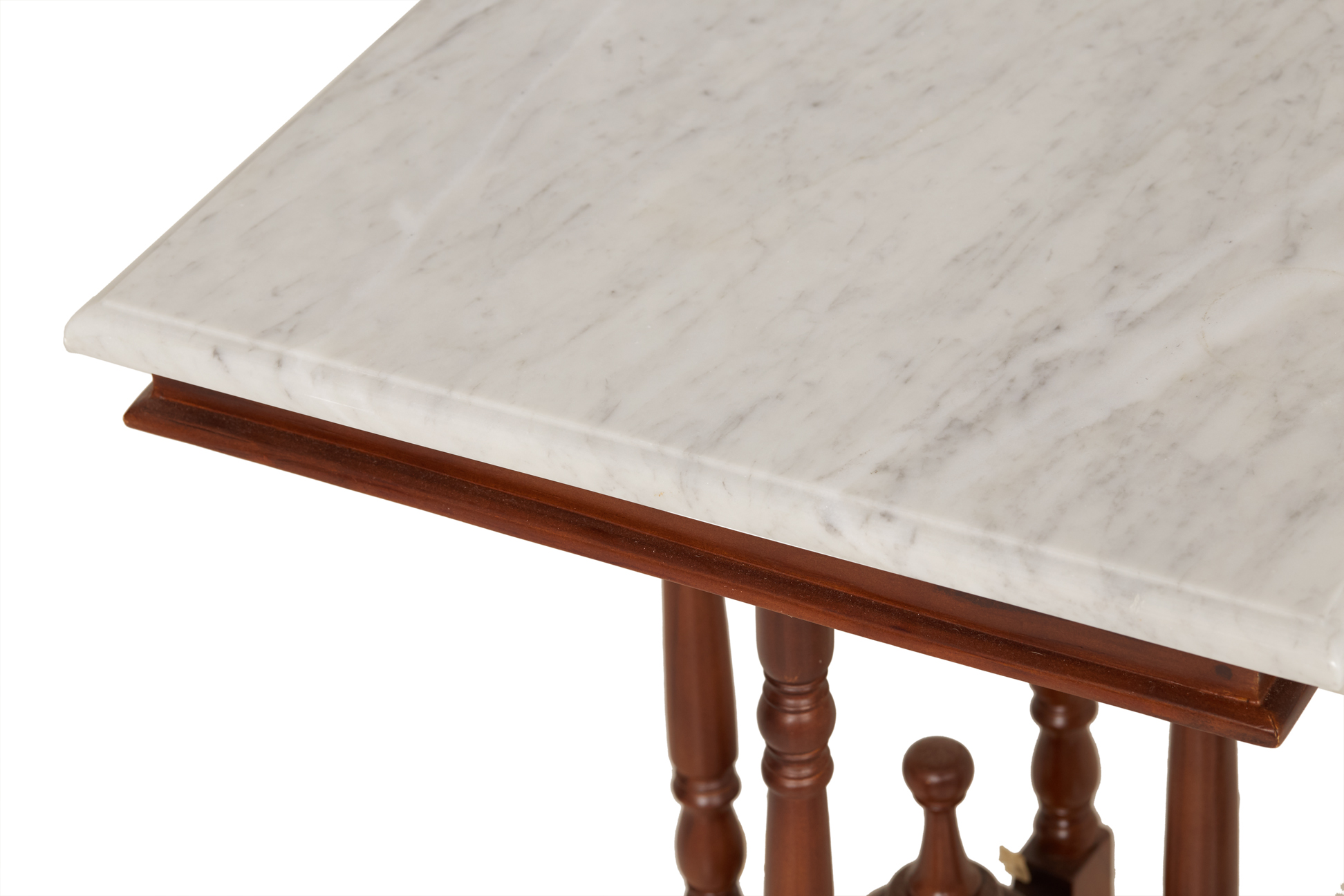 A PAIR OF MARBLE TOPPED SIDE TABLES - Image 2 of 4