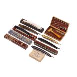 A SMALL COLLECTION OF VINTAGE CUT THROAT RAZORS