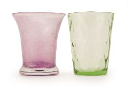 TWO COLOURED GLASS VASES