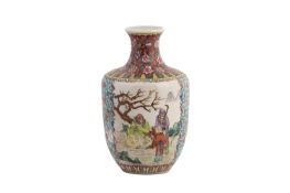 A CHINESE CRACKLE GLAZE FAMILLE ROSE VASE