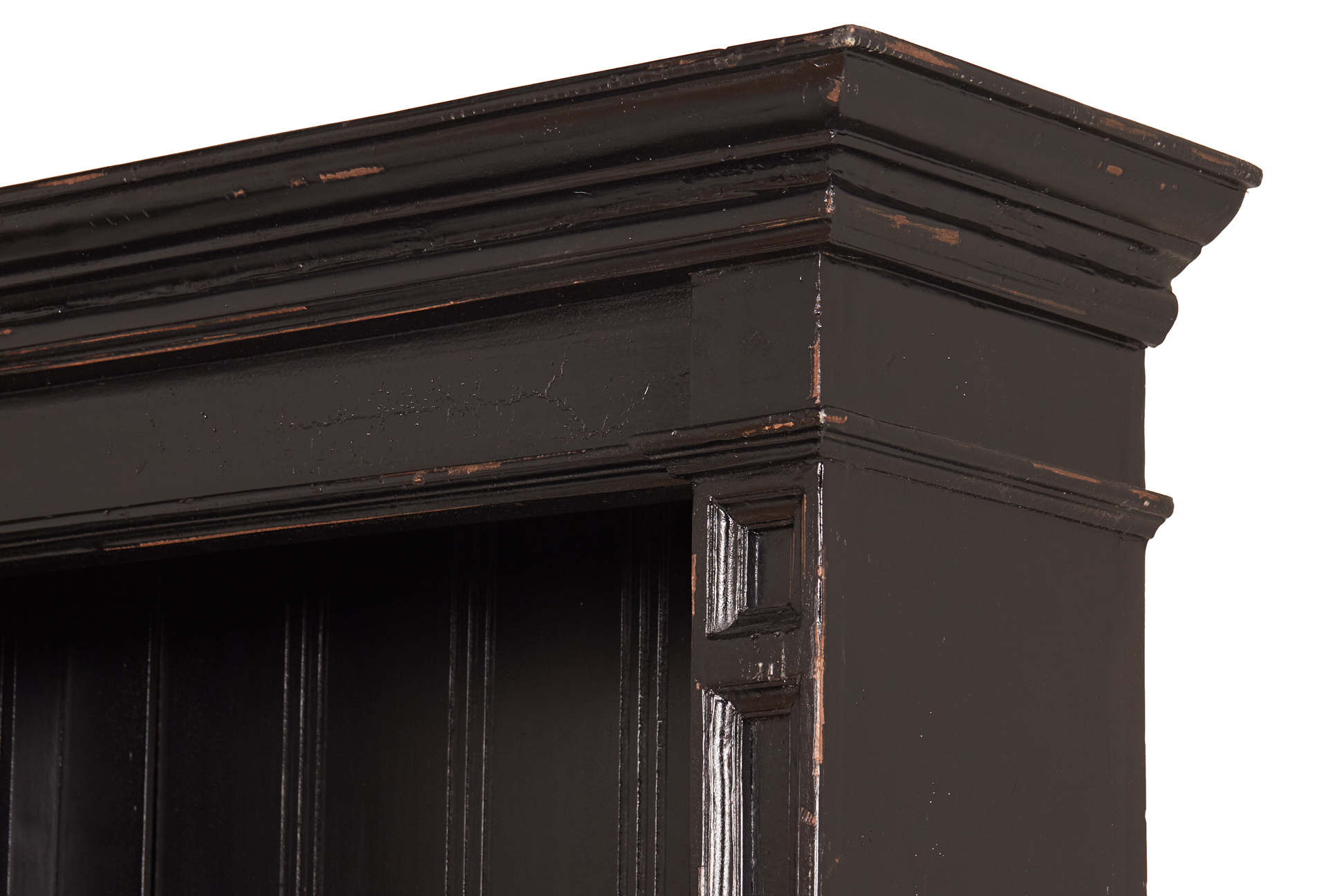 A TALL OPEN SHELVED BLACK PAINTED BOOKCASE (1 OF 2) - Image 2 of 2
