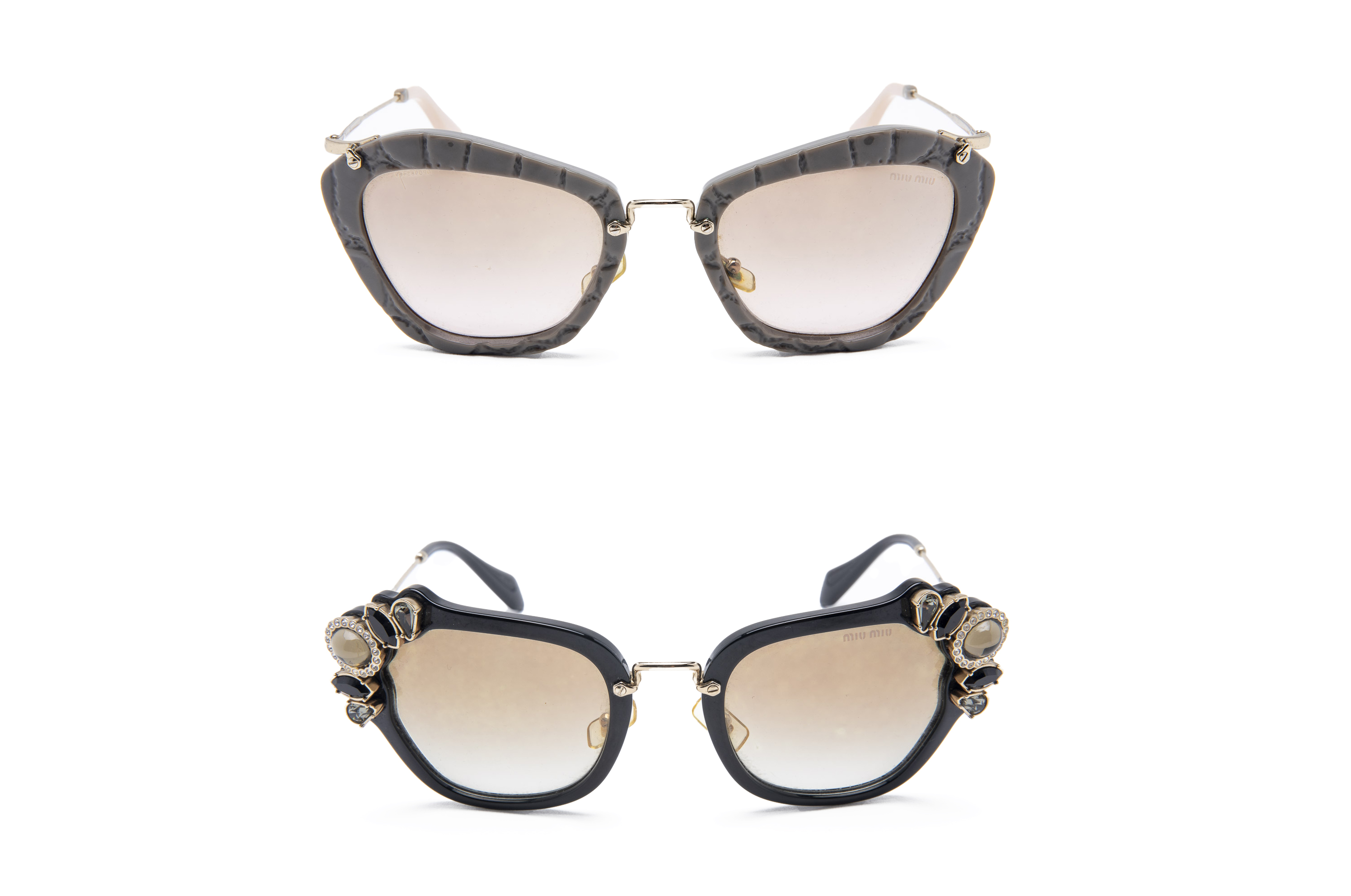 TWO PAIRS OF MIU MIU CAT EYE SUNGLASSES