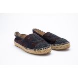 A PAIR OF CHANEL NAVY BLUE AND RED ESPADRILLES EU 37