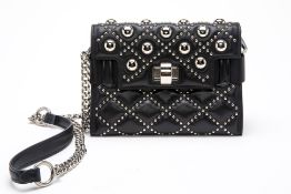 A MIU MIU STUDDED BLACK LEATHER SHOULDER BAG