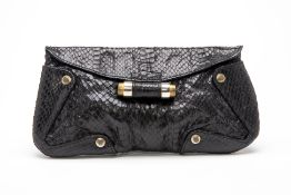 A R&Y AUGOUSTI BLACK PYTHON CLUTCH