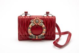 A MIU MIU MATELASSE RED SHOULDER BAG