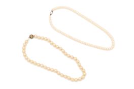 TWO FRESHWATER PEARL NECKLACES