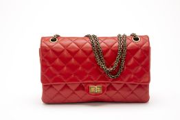 A CHANEL RED QUILTED LEATHER 2.55 REISSUE FLAP HANDBAG