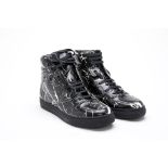 A PAIR OF BALENCIAGA BLACK HIGH TOP TRAINERS EU 36