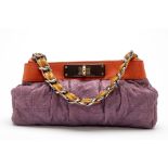 A MARC JACOBS PURPLE/ORANGE QUILTED LEATHER HANGBAG