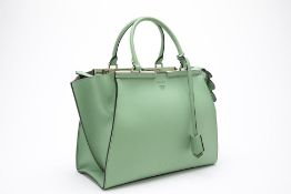 A FENDI 3JOURS GREEN LEATHER TOTE WITH CROCODILE TAIL