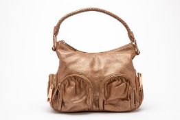 A RAOUL ROSE GOLD COLOURED LEATHER HANDBAG