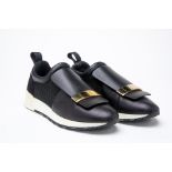 A PAIR OF SERGIO ROSSI BLACK SNEAKERS EU 39