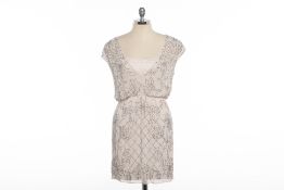 A NEEDLE & THREAD BLUSH BEADED DRESS UK 8