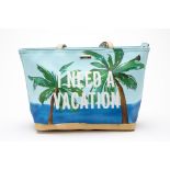 A KATE SPADE "I NEED A VACATION" TOTE BAG