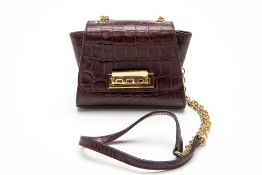 A ZAC POSEN BROWN EMBOSSED LEATHER CROSSBODY BAG