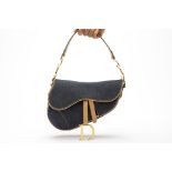 A CHRISTIAN DIOR BLUE DEMIN SADDLE BAG