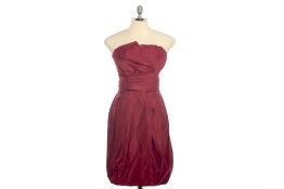 A VALENTINO RED STRAPLESS COCKTAIL DRESS EU 40