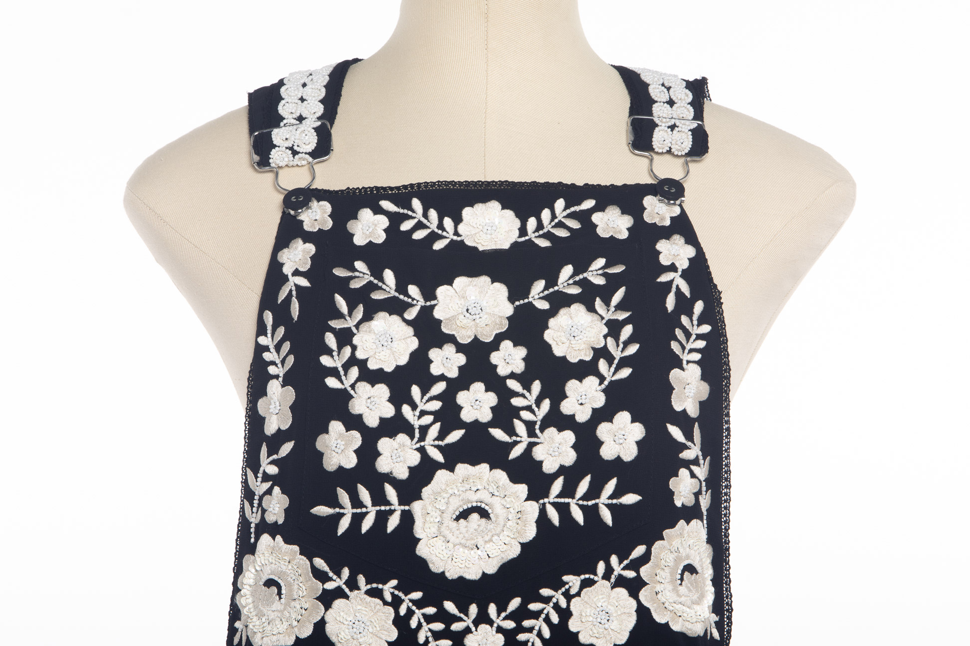 A PAIR OF NEEDLE & THREAD FLORAL EMBROIDERED DUNGAREES EU 38 - Image 3 of 4