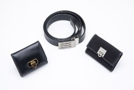 A GROUP OF SALVATORE FERRAGAMO BLACK LEATHER ITEMS