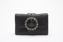 A MIU MIU MADRAS BLACK LEATHER CROSSBODY BAG