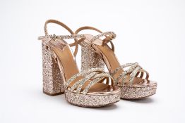 A PAIR OF ASH ROSE GOLD SPARKLE PLATFORM HEELS EU 37