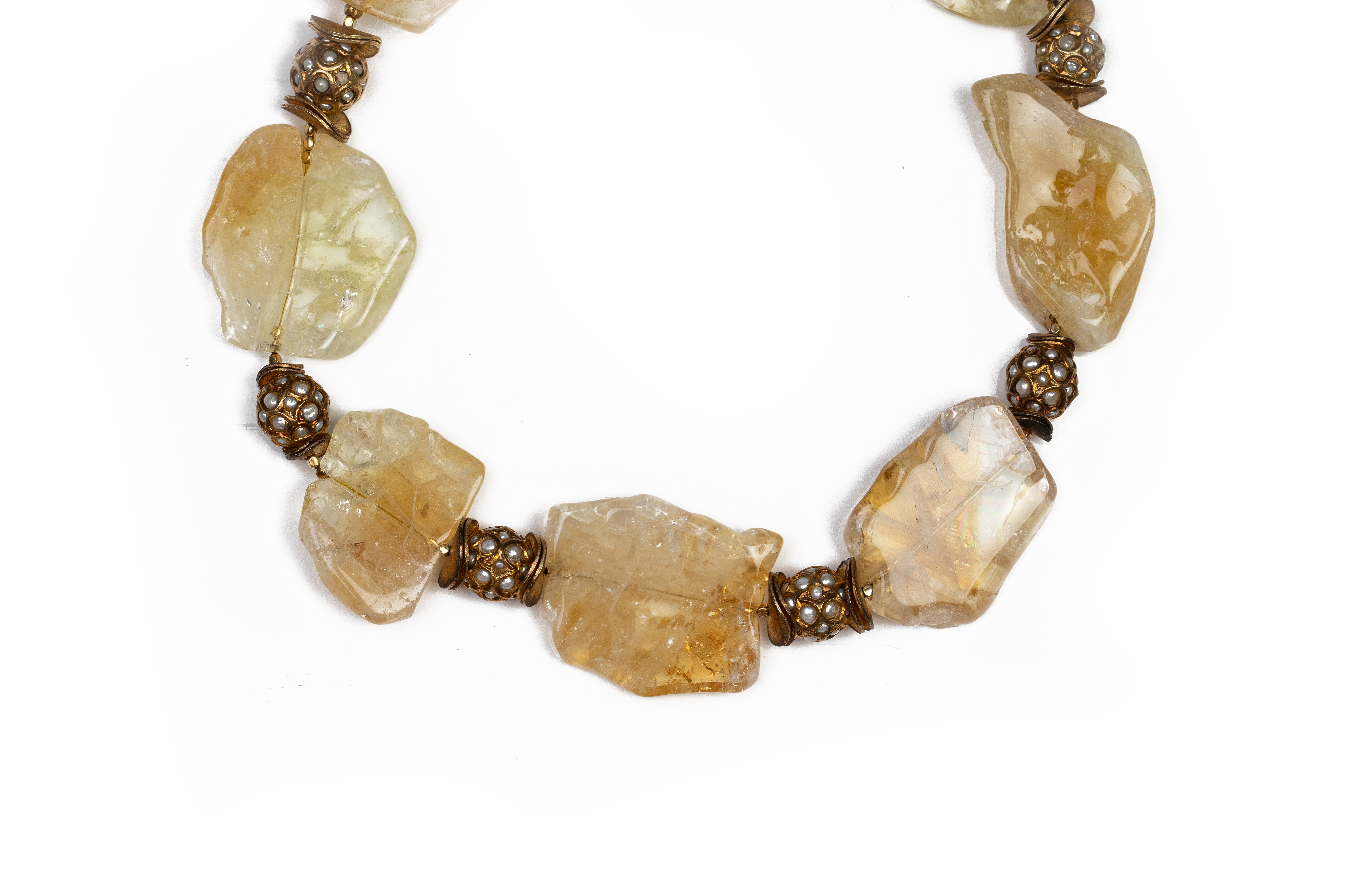 A MOJA JEWELLERY CITRINE GOLD AND PEARL BEADS NECKLACE - Image 2 of 3