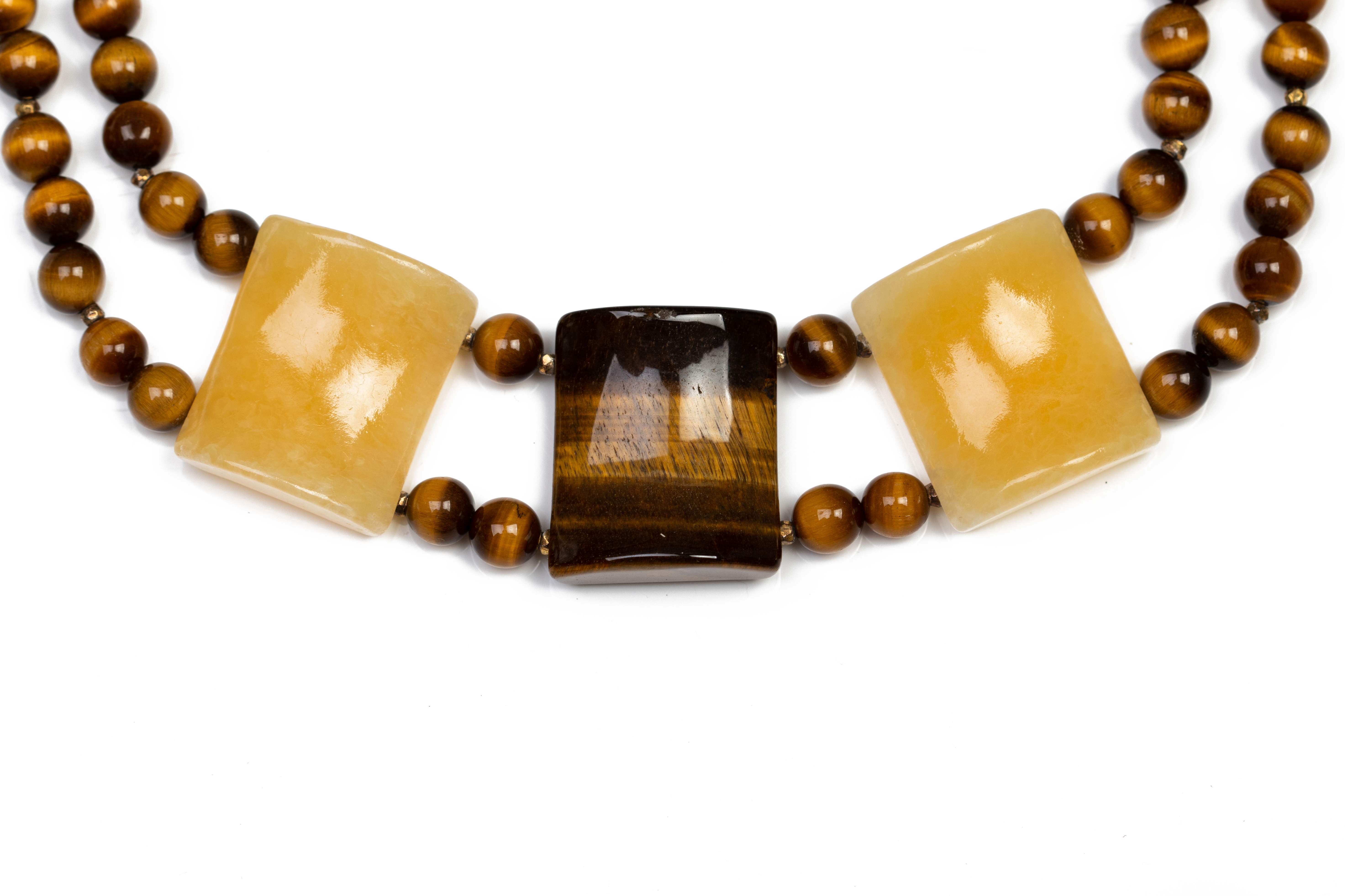 A MOJA JEWELLERY TIGER EYE AND ARAGONITE NECKLACE - Image 2 of 2