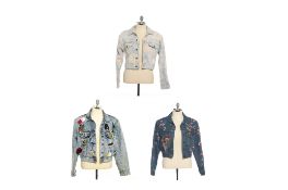 TWO ALICE+OLIVIA DENIM JACKETS AND ONE OTHER UK 8