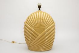 A LARGE BEIGE FLUTED LAMP