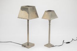 TWO CHROME DESK LAMPS