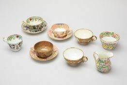 A GROUP OF CHINOISERIE DECORATED TEA WARES