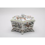 A HEXAGONAL PORCELAIN BOX AND A JARDINIERE