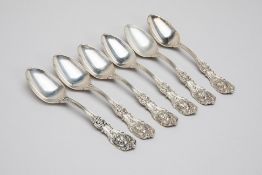 A SET OF SIX AMERICAN STERLING SILVER DESSERT SPOONS