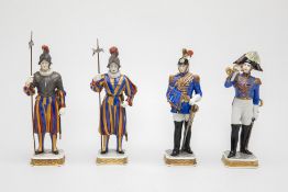 FOUR VOLKSTEDT PORCELAIN MILITARY FIGURES