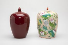 TWO OVOID PORCELAIN JARS AND COVERS