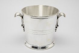 AN ITALIAN TWIN HANDLED SILVER PLATED WINE COOLER