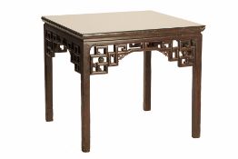 A CHINESE BURLWOOD SQUARE GAMES TABLE