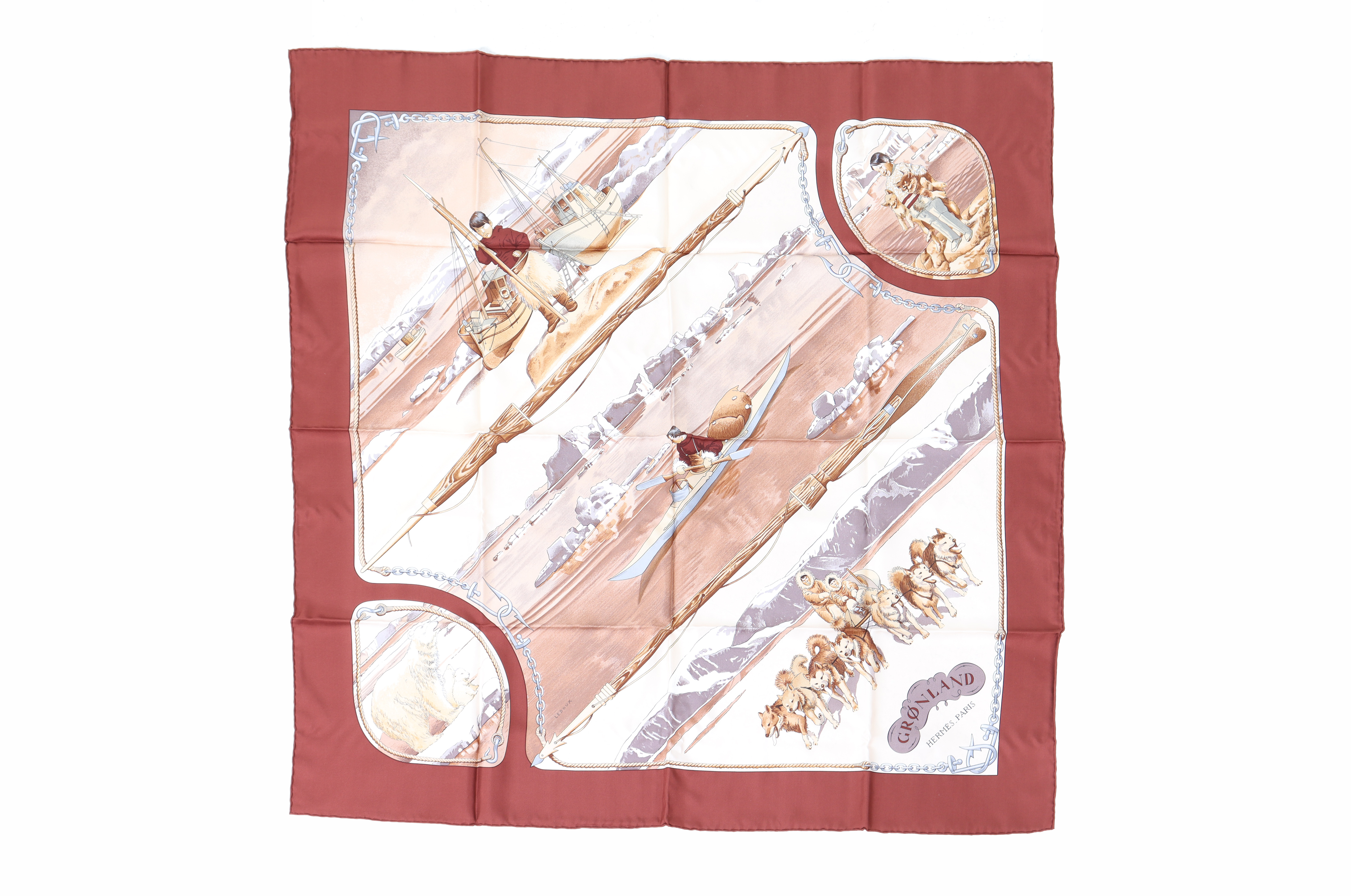 AN HERMES GRONLAND SILK SCARF