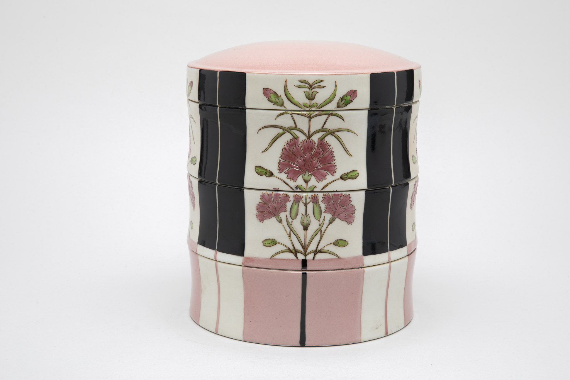 A FABIENNE JOUVIN PORCELAIN THREE TIERED BOX