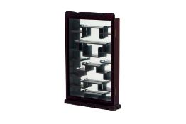 AN ORIENTAL HARDWOOD WALL MOUNTED DISPLAY CABINET