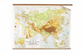 MAP - ASIA RELIEF OF LAND POLITICAL & COMMUNICATIONS