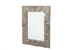 A LARGE CARVED SILVERED MIRROR