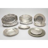 A GROUP OF SHIPPING INTEREST SILVER PLATED DISHES & CUTLERY