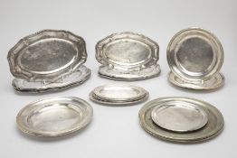 A GROUP OF SHIPPING INTEREST SILVER PLATED DISHES & CUTLERY
