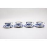 A SET OF FOUR ENOCH WEDGWOOD TEA CUPS AND SAUCERS