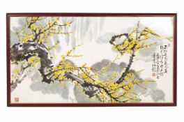 A CHINESE PAINTING OF CHERRY BLOSSOMS