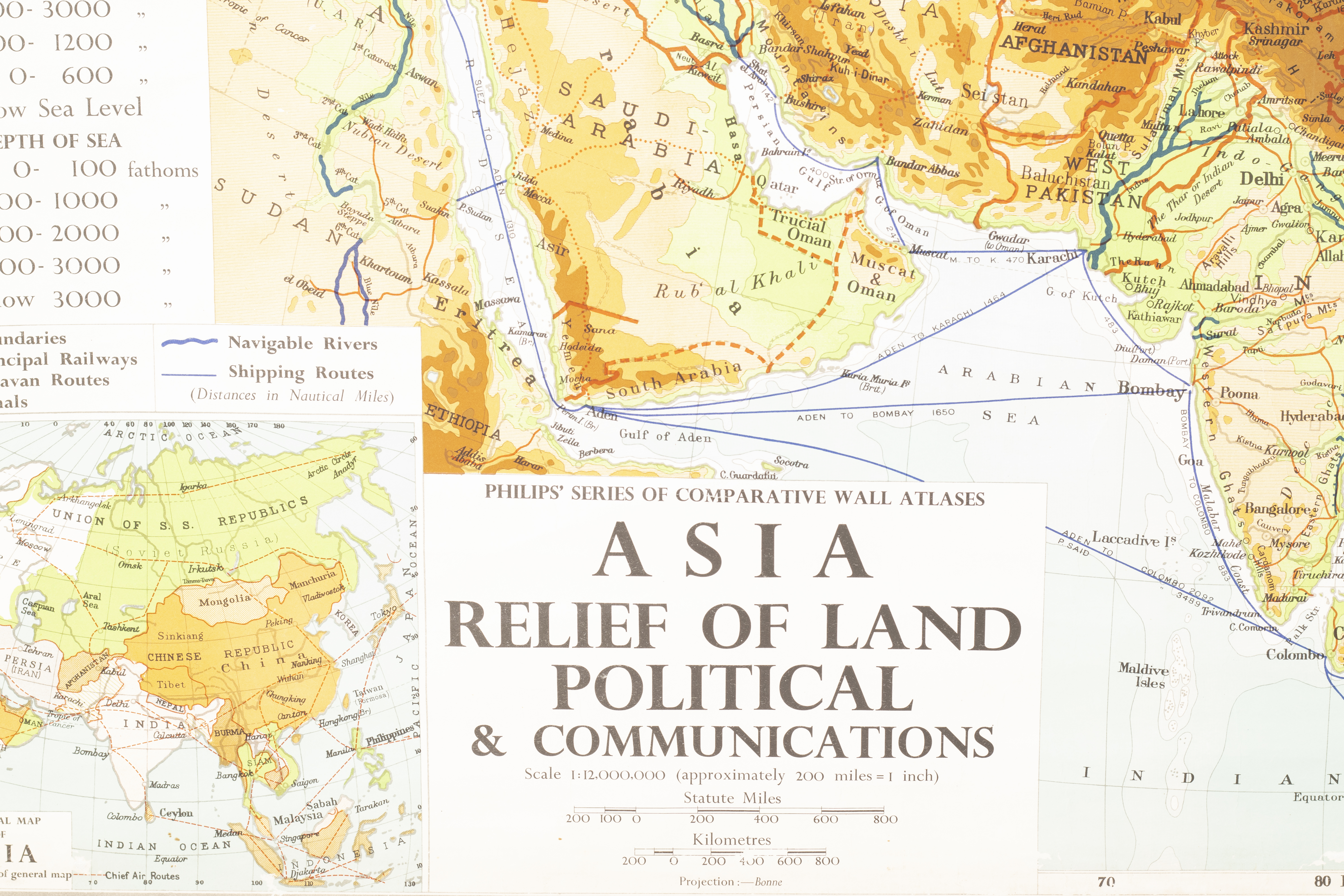 MAP - ASIA RELIEF OF LAND POLITICAL & COMMUNICATIONS - Image 3 of 3