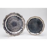 TWO SILVER PLATED CIRCULAR TRAYS