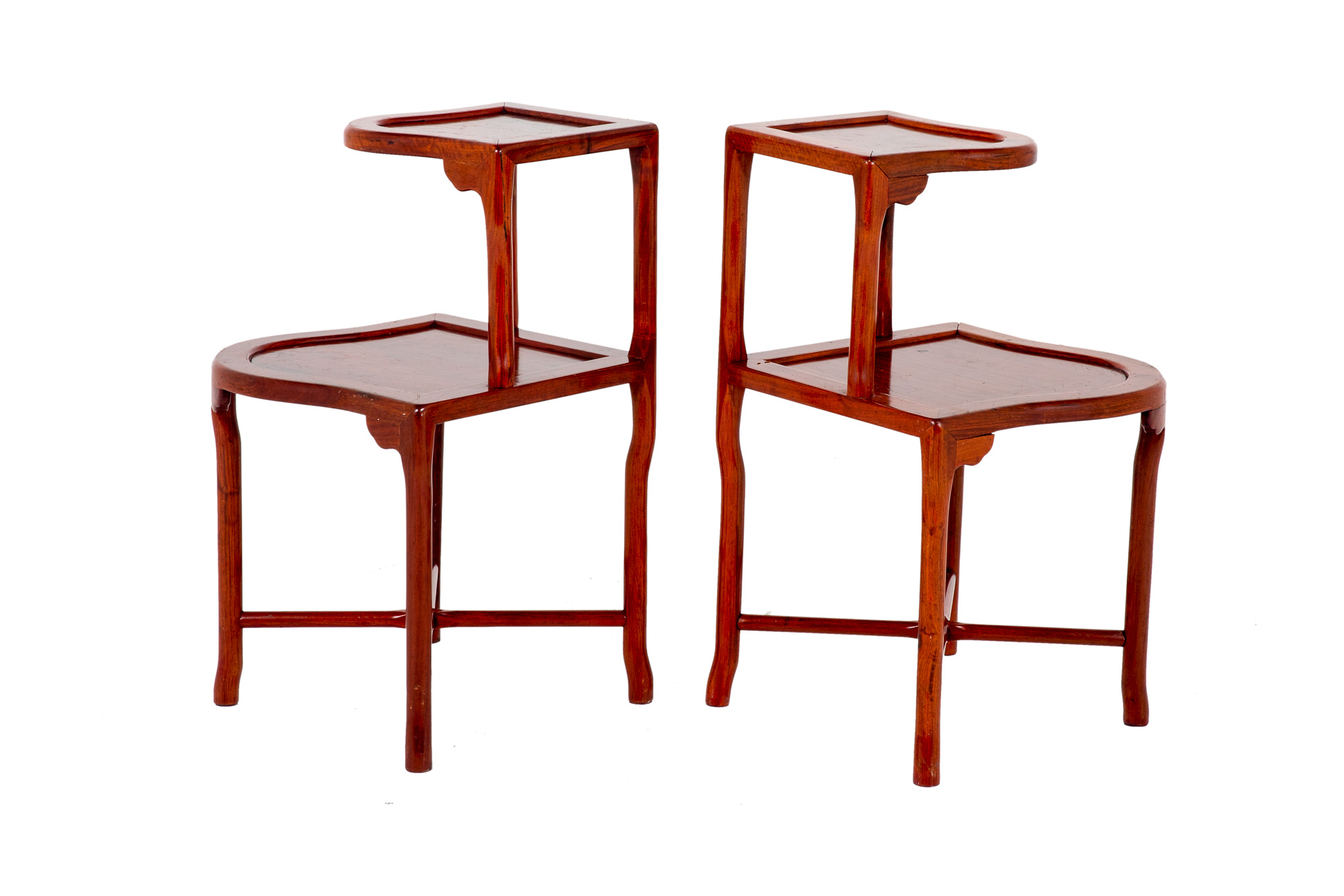 A PAIR OF ROSEWOOD TWO-TIER CORNER/ SIDE TABLES - Image 3 of 3